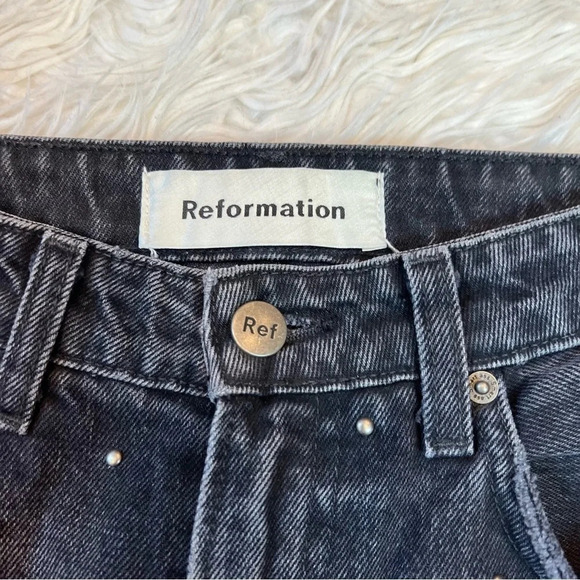 NWOT Reformation Harley Studded High Rise Slim Jeans Pacific Black Denim 24 - Picture 7 of 12